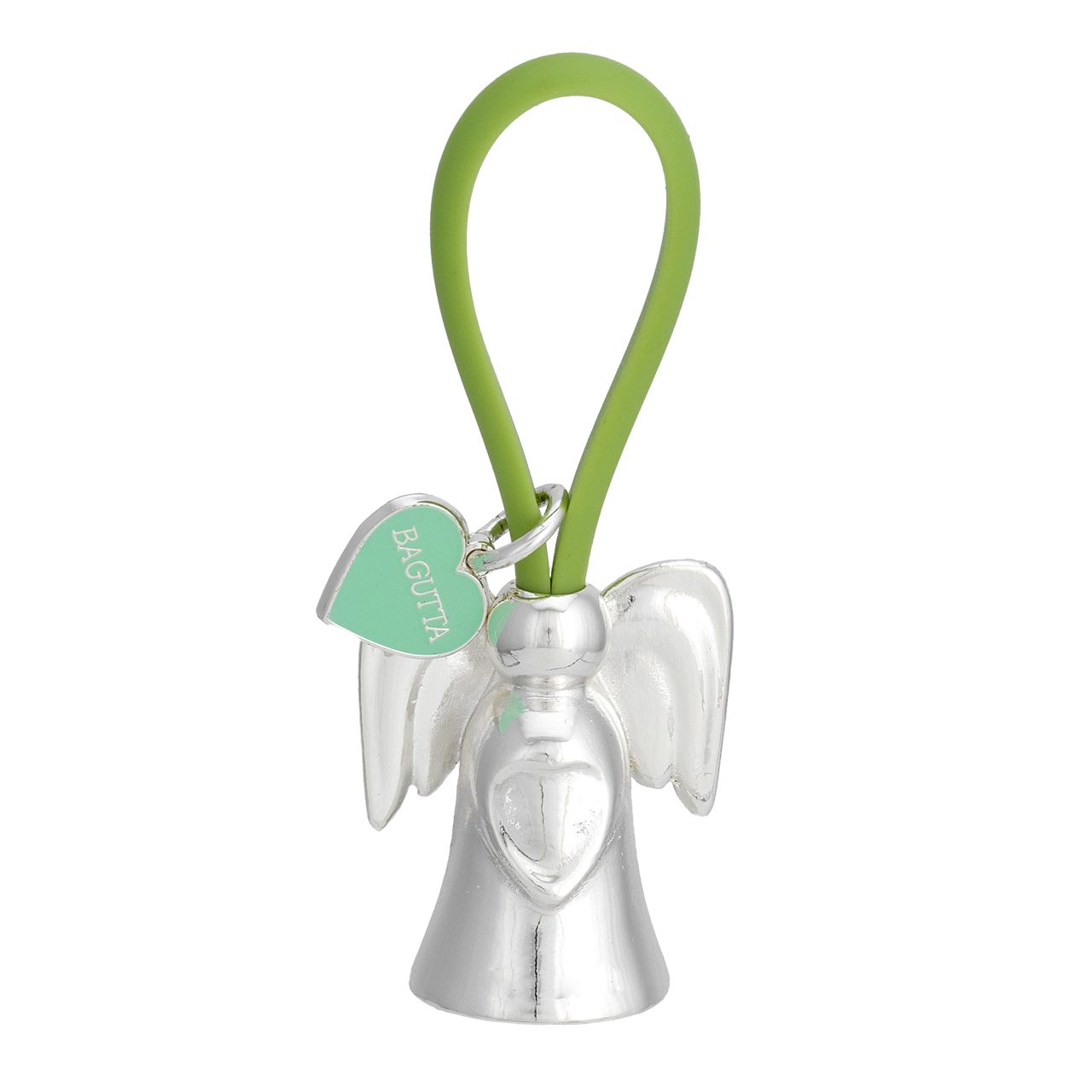 PORTACHIAVI ANGELO 1 SILVER PLATED GANCIO IN SILICONE VERDE